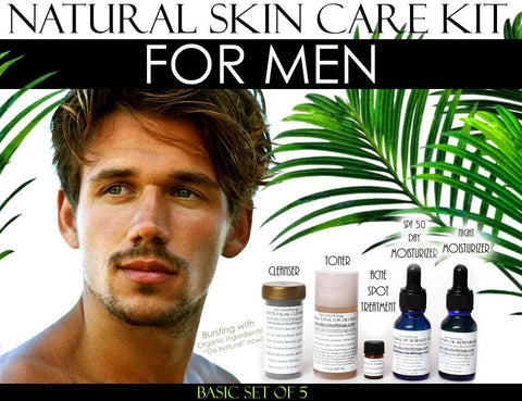 Natural Skin Care Kit For Men, Oily Skin, Enlarged Pores, and Acne Basic Set of 5 - DevotedThings