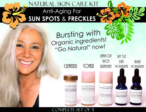 Natural Skin Care Kit Anti Aging For Sun Spots, Age Spots, Freckles, and Melasma Lightening Complete Set of 5 - DevotedThings